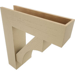 Ekena Millwork - BKTUR0756X28X32WTL05RCPR - Timberthane Faux Wood Westlake Style Bracket w/ Offset Brace, Block Ends, 7 1/2"W x 28"D x 32"H, Primed Tan