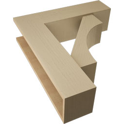 Ekena Millwork - BKTUR0756X28X32WTL05RCPR - Timberthane Faux Wood Westlake Style Bracket w/ Offset Brace, Block Ends, 7 1/2"W x 28"D x 32"H, Primed Tan