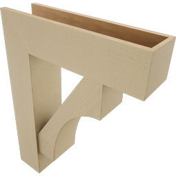 Ekena Millwork - BKTUR0756X28X36WTL05RCPR - Timberthane Faux Wood Westlake Style Bracket w/ Offset Brace, Block Ends, 7 1/2"W x 28"D x 36"H, Primed Tan