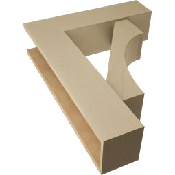 Ekena Millwork - BKTUR0756X28X36WTL05RCPR - Timberthane Faux Wood Westlake Style Bracket w/ Offset Brace, Block Ends, 7 1/2"W x 28"D x 36"H, Primed Tan