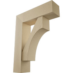 Ekena Millwork - BKTUR0756X28X36WTL05RCPR - Timberthane Faux Wood Westlake Style Bracket w/ Offset Brace, Block Ends, 7 1/2"W x 28"D x 36"H, Primed Tan