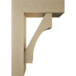 Ekena Millwork - BKTUR0756X28X40WTL05RCPR - Timberthane Faux Wood Westlake Style Bracket w/ Offset Brace, Block Ends, 7 1/2"W x 28"D x 40"H, Primed Tan