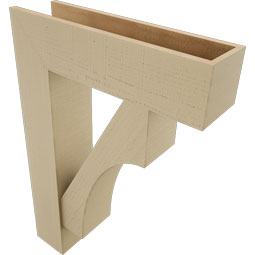 Ekena Millwork - BKTUR0756X28X40WTL05RCPR - Timberthane Faux Wood Westlake Style Bracket w/ Offset Brace, Block Ends, 7 1/2"W x 28"D x 40"H, Primed Tan
