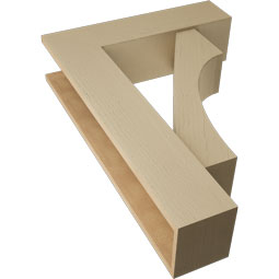 Ekena Millwork - BKTUR0756X28X40WTL05RCPR - Timberthane Faux Wood Westlake Style Bracket w/ Offset Brace, Block Ends, 7 1/2"W x 28"D x 40"H, Primed Tan