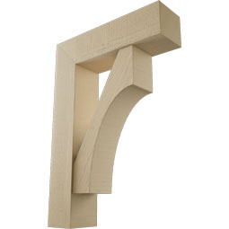 Ekena Millwork - BKTUR0756X28X40WTL05RCPR - Timberthane Faux Wood Westlake Style Bracket w/ Offset Brace, Block Ends, 7 1/2"W x 28"D x 40"H, Primed Tan