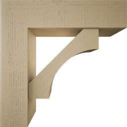 Ekena Millwork - BKTUR0756X30X30WTL05RCPR - Timberthane Faux Wood Westlake Style Bracket w/ Offset Brace, Block Ends, 7 1/2"W x 30"D x 30"H, Primed Tan
