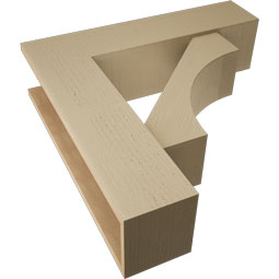 Ekena Millwork - BKTUR0756X30X30WTL05RCPR - Timberthane Faux Wood Westlake Style Bracket w/ Offset Brace, Block Ends, 7 1/2"W x 30"D x 30"H, Primed Tan