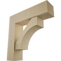 Ekena Millwork - BKTUR0756X30X30WTL05RCPR - Timberthane Faux Wood Westlake Style Bracket w/ Offset Brace, Block Ends, 7 1/2"W x 30"D x 30"H, Primed Tan