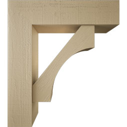 Ekena Millwork - BKTUR0756X30X34WTL05RCPR - Timberthane Faux Wood Westlake Style Bracket w/ Offset Brace, Block Ends, 7 1/2"W x 30"D x 34"H, Primed Tan