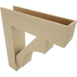 Ekena Millwork - BKTUR0756X30X34WTL05RCPR - Timberthane Faux Wood Westlake Style Bracket w/ Offset Brace, Block Ends, 7 1/2"W x 30"D x 34"H, Primed Tan