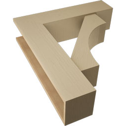 Ekena Millwork - BKTUR0756X30X34WTL05RCPR - Timberthane Faux Wood Westlake Style Bracket w/ Offset Brace, Block Ends, 7 1/2"W x 30"D x 34"H, Primed Tan