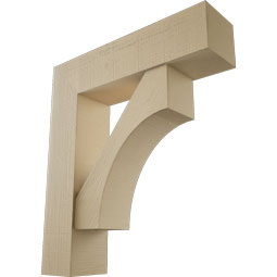 Ekena Millwork - BKTUR0756X30X34WTL05RCPR - Timberthane Faux Wood Westlake Style Bracket w/ Offset Brace, Block Ends, 7 1/2"W x 30"D x 34"H, Primed Tan