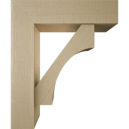 Ekena Millwork - BKTUR0756X30X36WTL05RCPR - Timberthane Faux Wood Westlake Style Bracket w/ Offset Brace, Block Ends, 7 1/2"W x 30"D x 36"H, Primed Tan