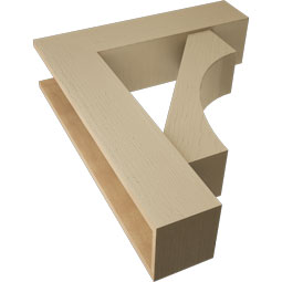 Ekena Millwork - BKTUR0756X30X36WTL05RCPR - Timberthane Faux Wood Westlake Style Bracket w/ Offset Brace, Block Ends, 7 1/2"W x 30"D x 36"H, Primed Tan