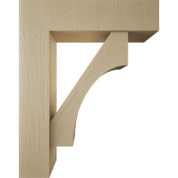 Ekena Millwork - BKTUR0756X30X38WTL05RCPR - Timberthane Faux Wood Westlake Style Bracket w/ Offset Brace, Block Ends, 7 1/2"W x 30"D x 38"H, Primed Tan