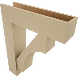 Ekena Millwork - BKTUR0756X30X38WTL05RCPR - Timberthane Faux Wood Westlake Style Bracket w/ Offset Brace, Block Ends, 7 1/2"W x 30"D x 38"H, Primed Tan