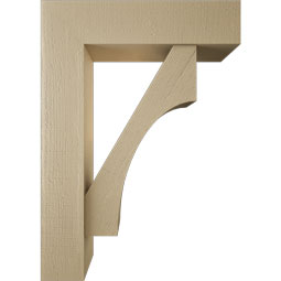 Ekena Millwork - BKTUR0756X30X42WTL05RCPR - Timberthane Faux Wood Westlake Style Bracket w/ Offset Brace, Block Ends, 7 1/2"W x 30"D x 42"H, Primed Tan