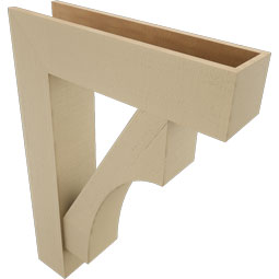 Ekena Millwork - BKTUR0756X30X42WTL05RCPR - Timberthane Faux Wood Westlake Style Bracket w/ Offset Brace, Block Ends, 7 1/2"W x 30"D x 42"H, Primed Tan