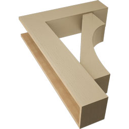 Ekena Millwork - BKTUR0756X30X42WTL05RCPR - Timberthane Faux Wood Westlake Style Bracket w/ Offset Brace, Block Ends, 7 1/2"W x 30"D x 42"H, Primed Tan