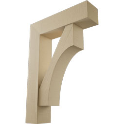 Ekena Millwork - BKTUR0756X30X42WTL05RCPR - Timberthane Faux Wood Westlake Style Bracket w/ Offset Brace, Block Ends, 7 1/2"W x 30"D x 42"H, Primed Tan