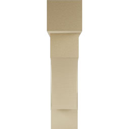 Ekena Millwork - BKTUR0756X32X32WTL05RCPR - Timberthane Faux Wood Westlake Style Bracket w/ Offset Brace, Block Ends, 7 1/2"W x 32"D x 32"H, Primed Tan