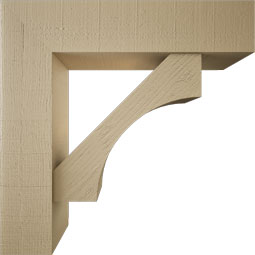 Ekena Millwork - BKTUR0756X32X32WTL05RCPR - Timberthane Faux Wood Westlake Style Bracket w/ Offset Brace, Block Ends, 7 1/2"W x 32"D x 32"H, Primed Tan