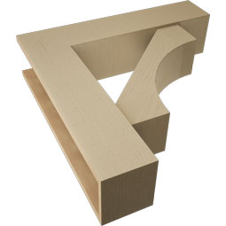 Ekena Millwork - BKTUR0756X32X32WTL05RCPR - Timberthane Faux Wood Westlake Style Bracket w/ Offset Brace, Block Ends, 7 1/2"W x 32"D x 32"H, Primed Tan