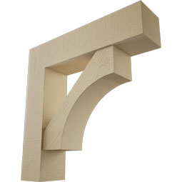 Ekena Millwork - BKTUR0756X32X32WTL05RCPR - Timberthane Faux Wood Westlake Style Bracket w/ Offset Brace, Block Ends, 7 1/2"W x 32"D x 32"H, Primed Tan