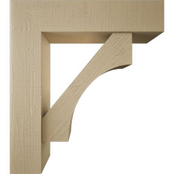 Ekena Millwork - BKTUR0756X32X36WTL05RCPR - Timberthane Faux Wood Westlake Style Bracket w/ Offset Brace, Block Ends, 7 1/2"W x 32"D x 36"H, Primed Tan