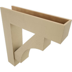 Ekena Millwork - BKTUR0756X32X36WTL05RCPR - Timberthane Faux Wood Westlake Style Bracket w/ Offset Brace, Block Ends, 7 1/2"W x 32"D x 36"H, Primed Tan