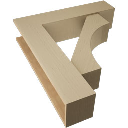 Ekena Millwork - BKTUR0756X32X36WTL05RCPR - Timberthane Faux Wood Westlake Style Bracket w/ Offset Brace, Block Ends, 7 1/2"W x 32"D x 36"H, Primed Tan