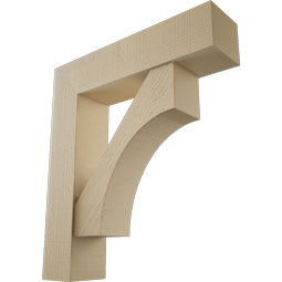 Ekena Millwork - BKTUR0756X32X36WTL05RCPR - Timberthane Faux Wood Westlake Style Bracket w/ Offset Brace, Block Ends, 7 1/2"W x 32"D x 36"H, Primed Tan