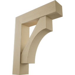 Ekena Millwork - BKTUR0756X32X38WTL05RCPR - Timberthane Faux Wood Westlake Style Bracket w/ Offset Brace, Block Ends, 7 1/2"W x 32"D x 38"H, Primed Tan