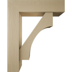 Ekena Millwork - BKTUR0756X32X40WTL05RCPR - Timberthane Faux Wood Westlake Style Bracket w/ Offset Brace, Block Ends, 7 1/2"W x 32"D x 40"H, Primed Tan