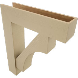 Ekena Millwork - BKTUR0756X32X40WTL05RCPR - Timberthane Faux Wood Westlake Style Bracket w/ Offset Brace, Block Ends, 7 1/2"W x 32"D x 40"H, Primed Tan