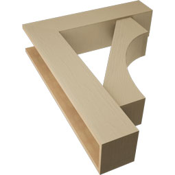 Ekena Millwork - BKTUR0756X32X40WTL05RCPR - Timberthane Faux Wood Westlake Style Bracket w/ Offset Brace, Block Ends, 7 1/2"W x 32"D x 40"H, Primed Tan