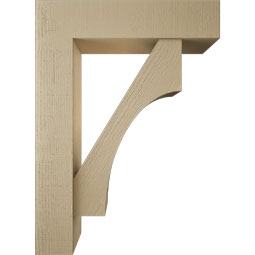 Ekena Millwork - BKTUR0756X32X44WTL05RCPR - Timberthane Faux Wood Westlake Style Bracket w/ Offset Brace, Block Ends, 7 1/2"W x 32"D x 44"H, Primed Tan