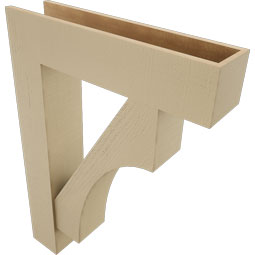 Ekena Millwork - BKTUR0756X32X44WTL05RCPR - Timberthane Faux Wood Westlake Style Bracket w/ Offset Brace, Block Ends, 7 1/2"W x 32"D x 44"H, Primed Tan