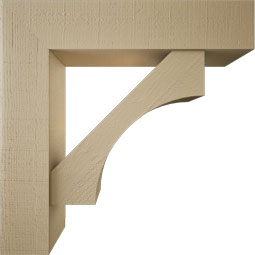 Ekena Millwork - BKTUR0756X34X34WTL05RCPR - Timberthane Faux Wood Westlake Style Bracket w/ Offset Brace, Block Ends, 7 1/2"W x 34"D x 34"H, Primed Tan