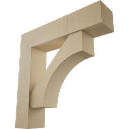 Ekena Millwork - BKTUR0756X34X34WTL05RCPR - Timberthane Faux Wood Westlake Style Bracket w/ Offset Brace, Block Ends, 7 1/2"W x 34"D x 34"H, Primed Tan