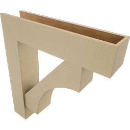 Ekena Millwork - BKTUR0756X34X38WTL05RCPR - Timberthane Faux Wood Westlake Style Bracket w/ Offset Brace, Block Ends, 7 1/2"W x 34"D x 38"H, Primed Tan
