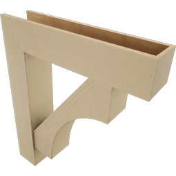 Ekena Millwork - BKTUR0756X34X40WTL05RCPR - Timberthane Faux Wood Westlake Style Bracket w/ Offset Brace, Block Ends, 7 1/2"W x 34"D x 40"H, Primed Tan