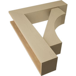 Ekena Millwork - BKTUR0756X34X40WTL05RCPR - Timberthane Faux Wood Westlake Style Bracket w/ Offset Brace, Block Ends, 7 1/2"W x 34"D x 40"H, Primed Tan