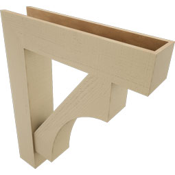 Ekena Millwork - BKTUR0756X34X42WTL05RCPR - Timberthane Faux Wood Westlake Style Bracket w/ Offset Brace, Block Ends, 7 1/2"W x 34"D x 42"H, Primed Tan