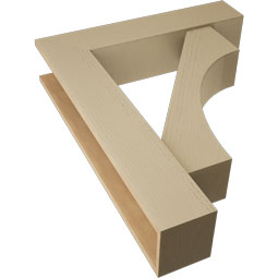 Ekena Millwork - BKTUR0756X34X42WTL05RCPR - Timberthane Faux Wood Westlake Style Bracket w/ Offset Brace, Block Ends, 7 1/2"W x 34"D x 42"H, Primed Tan