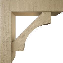 Ekena Millwork - BKTUR0756X36X36WTL05RCPR - Timberthane Faux Wood Westlake Style Bracket w/ Offset Brace, Block Ends, 7 1/2"W x 36"D x 36"H, Primed Tan