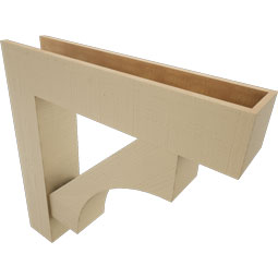 Ekena Millwork - BKTUR0756X36X36WTL05RCPR - Timberthane Faux Wood Westlake Style Bracket w/ Offset Brace, Block Ends, 7 1/2"W x 36"D x 36"H, Primed Tan