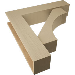 Ekena Millwork - BKTUR0756X36X36WTL05RCPR - Timberthane Faux Wood Westlake Style Bracket w/ Offset Brace, Block Ends, 7 1/2"W x 36"D x 36"H, Primed Tan