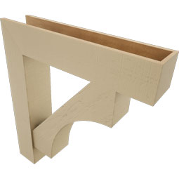 Ekena Millwork - BKTUR0756X36X40WTL05RCPR - Timberthane Faux Wood Westlake Style Bracket w/ Offset Brace, Block Ends, 7 1/2"W x 36"D x 40"H, Primed Tan