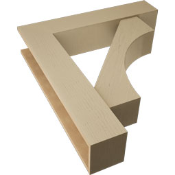 Ekena Millwork - BKTUR0756X36X40WTL05RCPR - Timberthane Faux Wood Westlake Style Bracket w/ Offset Brace, Block Ends, 7 1/2"W x 36"D x 40"H, Primed Tan
